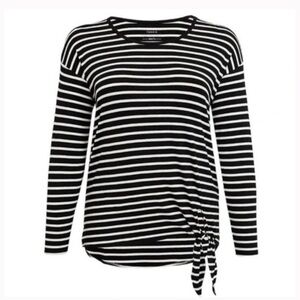 Torrid Supersoft Black & White Striped Side-Tie Top | Size 1